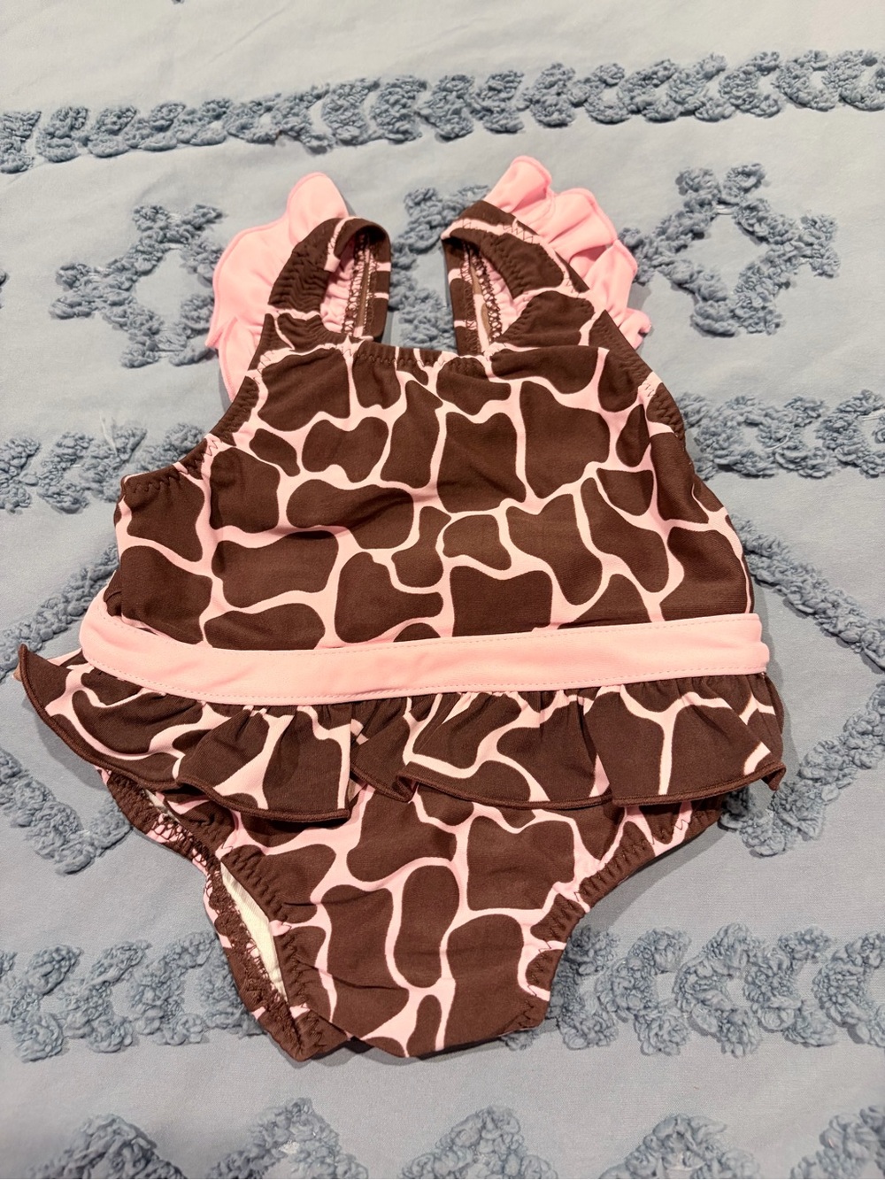 The Children's Place Pink and Brown Giraffe-Print One-Piece Swimsuit